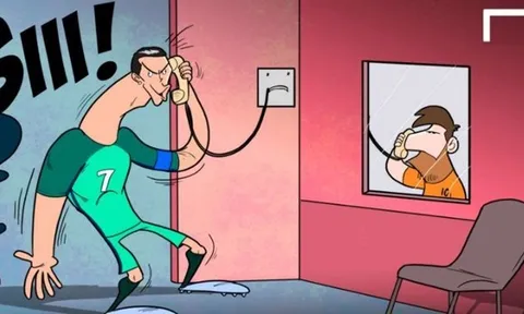 Biếm họa Ronaldo gọi điện thăm Messi trong tù