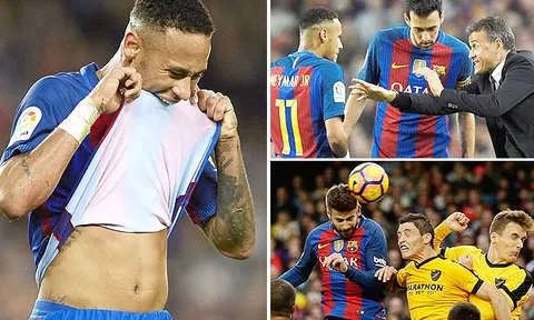 Neymar bất lực, Barca không thể thắng 9 người Malaga trong ngày vắng Suarez và Messi