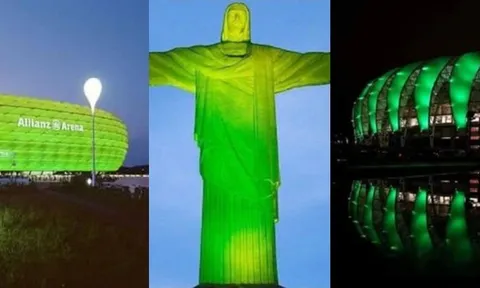 Nhiều biểu tượng trên thế giới đổi màu xanh tưởng nhớ CLB Chapecoense