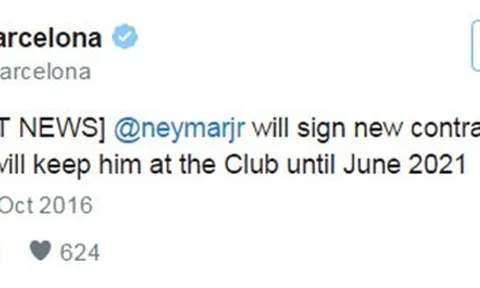 Nóng: Neymar sẽ ký hợp đồng mới với Barcelona vào thứ Sáu