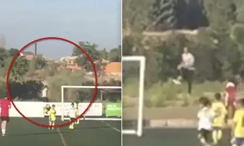 Ronaldo sắm vai người nhặt bóng trong trận đấu của con trai