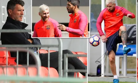 Roy Keane ủ dột nhìn dàn sao Barcelona vui vẻ tập luyện