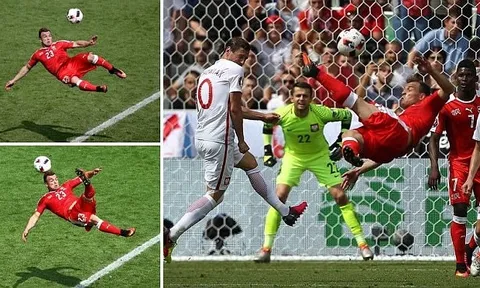 Shaqiri lập siêu phẩm nhưng Thụy Sĩ vẫn bị loại vì tân binh Arsenal
