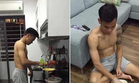 Thủ môn tuyển Việt Nam vào bếp chăm vợ mang bầu