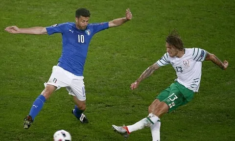 TRỰC TIẾP Italia 0-1 Cộng Hòa Ireland: Brady ghi bàn (Hết giờ)