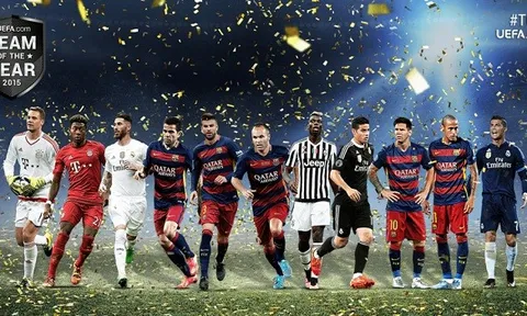 UEFA công bố danh sách rút gọn Đội hình tiêu biểu 2016