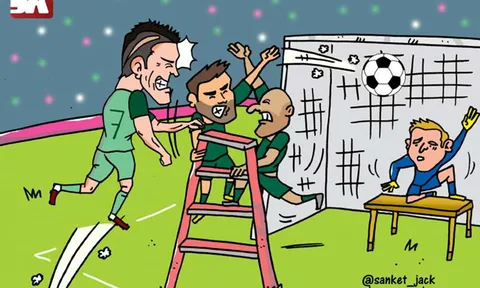Biếm họa giải pháp ngăn cản Ronaldo bật cao ghi bàn