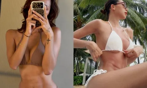 Mỹ nhân U40 nhuộm da nâu mặc bikini lộ cơ bụng như “tạc tượng”, chăm diện táo bạo khoe đường cong cực phẩm