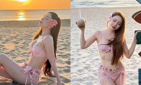 Mỹ nhân diện bikini khoe làn da trắng như bông bưởi, lộ cơ bụng số 11 săn chắc khiến nam thần VTV vội vàng "thả thính"