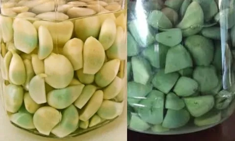 Tỏi ngâm chuyển màu xanh là vì sao, có phải do độc tố? Làm sao để tỏi ngâm trắng giòn?
