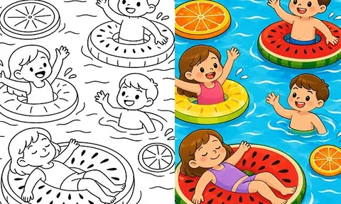 Những hoạt động mùa hè đáng yêu bước vào tranh tô màu của bé