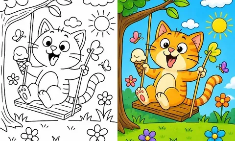 Những bức tranh tô màu chú mèo tinh nghịch giúp bé vừa chơi vừa học, thỏa sức sáng tạo