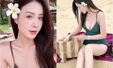"Hoa hậu hot nhất" trên VTV diện bikini khoe da trắng như bông bưởi, chuẩn gái 1 con "trông mòn con mắt"