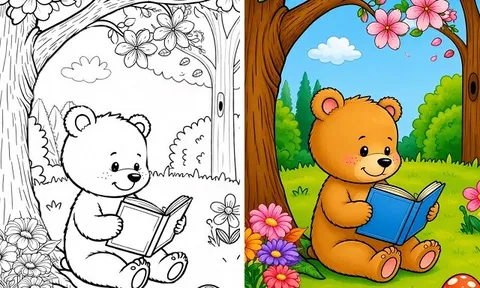 20 bức tranh tô màu gấu teddy đáng yêu giúp bé mầm non sáng tạo hơn