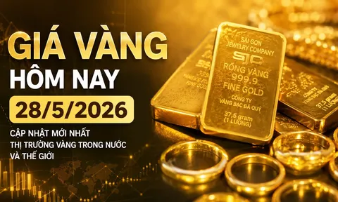 Bảng giá vàng 9999 24K 18K SJC DOJI PNJ hôm nay 28/5/2026