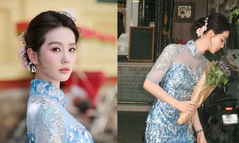 Lưu Thi Thi gây sốt vì lớp makeup giữa trời nắng Hà Nội, dân mạng đua nhau hỏi bí quyết giữ da ráo mịn