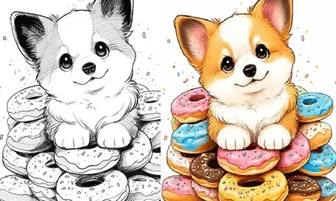 Bộ tranh tô màu chú chó Corgi siêu dễ thương, bé vừa nhìn là muốn tô ngay