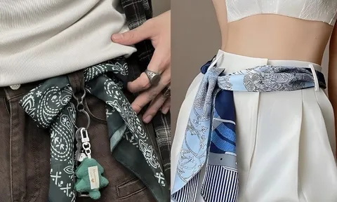 Khăn lụa buộc ngang hông trở thành “vũ khí” nâng tầm outfit mùa hè