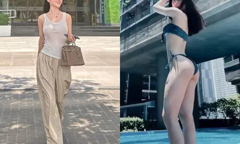 Hot girl Hà thành khoe dáng "bốc lửa" sau sinh con với chồng cầu thủ, 26 tuổi xài đồ hiệu ngập tràn, xách túi 500 triệu