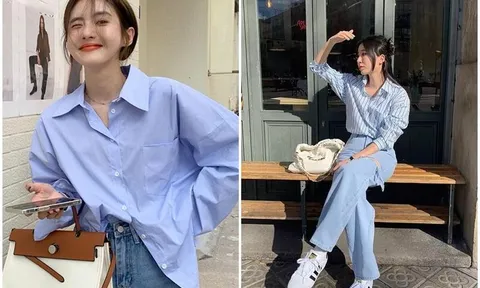 Sơ mi xanh oversized – món đồ “quốc dân” giúp nàng công sở trẻ trung và thanh lịch
