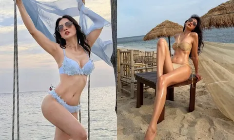 Mẹ đơn thân Vbiz diện bikini khoe dáng nóng bỏng khiến hội gái trẻ nhìn còn mê, sinh quý tử điển trai cao hơn 1m85
