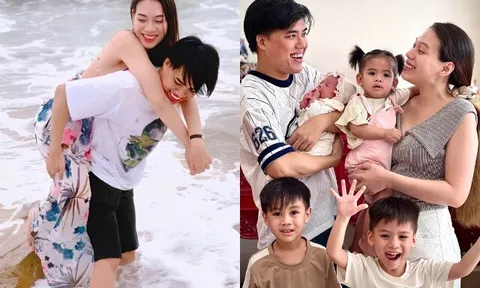 Nam diễn viên Việt khoe vợ hot girl mang thai con thứ 5, bầu liền tù tì 5 bé trong 6 năm nhan sắc vẫn rạng rỡ