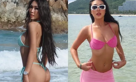 Hoa hậu nhuộm da nâu bóng nóng bỏng với bikini, chăm diện đồ "o ép" vòng 1, là mỹ nhân "Người ấy là ai"