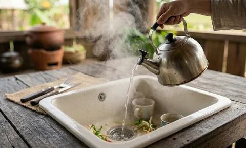 Đổ một cốc nước nóng xuống cống theo cách này: Nhà bếp thơm tho suốt cả tuần, sạch bóng dầu mỡ