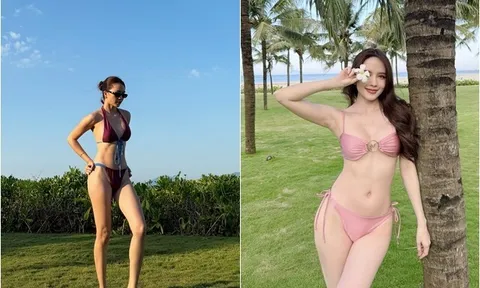 Cặp chị em ruột xứ Thanh cùng có thân hình trắng nõn đẹp mê, "một chín một mười" khi diện bikini