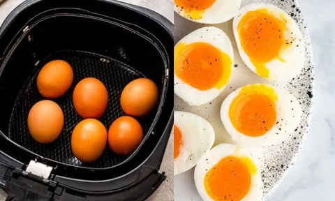 Cách dùng nồi chiên không dầu luộc trứng lòng đào, lòng đảo dẻo quánh, béo ngậy