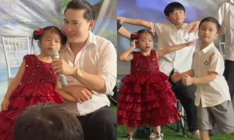 Con gái Thanh Đoàn - Hà Trí Quang khiến bố xúc động vì mạnh dạn lên sân khấu, nhảy múa nhịp nhàng đúng chuẩn "con nhà nòi"
