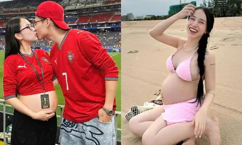 Nữ CĐV xinh đẹp ôm bụng bầu đi xem Ronaldo đá World Cup trên khán đài Mỹ, danh tính hóa ra tiểu thư tài phiệt Việt Nam