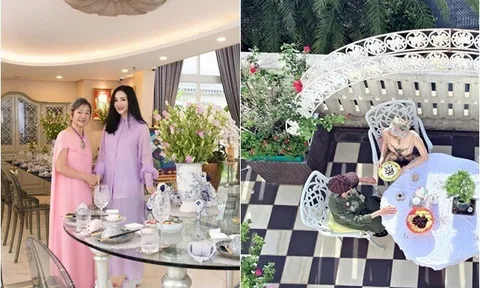 Mẹ ruột Hoa hậu độc nhất vô nhị Việt Nam thời trẻ là hoa khôi, nay an hưởng tuổi già trong "lâu đài trắng" 1.000m2