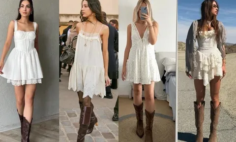 Váy ren trắng và boots cao bồi: Công thức thời trang giúp loạt ảnh du lịch mùa hè thêm cuốn hút