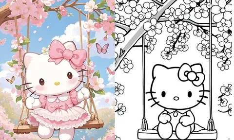 Tổng hợp tranh tô màu Hello Kitty đẹp và dễ tô dành cho trẻ mầm non