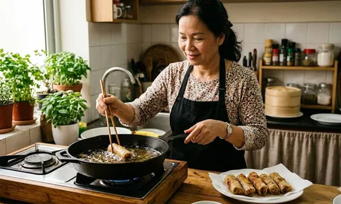 Cách rán nem vàng giòn mà không bị vỡ