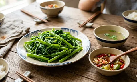 Luộc rau muống mãi vẫn thâm đen? Bí quyết đơn giản giúp rau xanh mướt, giòn ngon như ngoài hàng