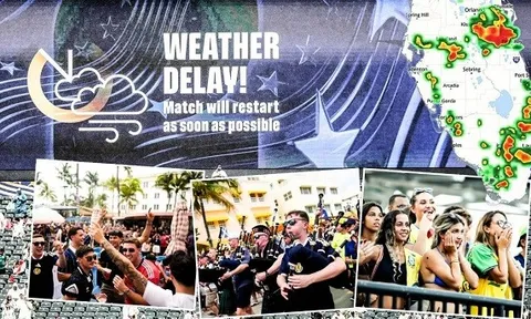 Trận Scotland đấu Brazil có thể hoãn dài vì sét