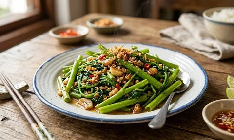 Cách xào rau muống xanh mướt, giòn ngon như ngoài hàng