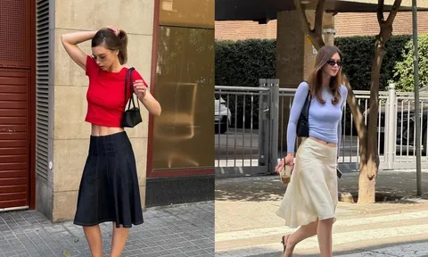 Chân váy midi trở thành món đồ được yêu thích mùa hè, giúp phụ nữ ngoài 30 thêm thanh lịch và cuốn hút