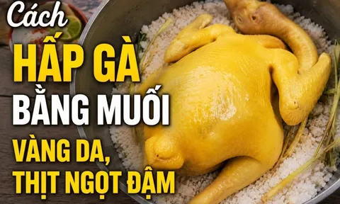 Cách hấp gà bằng muối, vàng da, thịt ngọt đậm