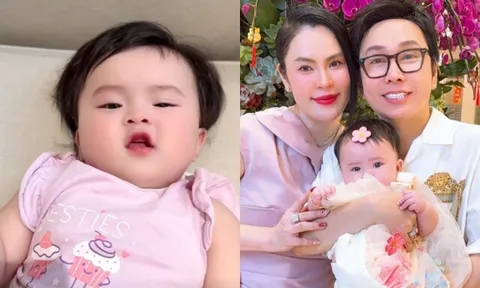Con gái Phương Lê chưa mọc răng đã gọi "ba" cực rõ, bảo sao NSƯT Vũ Luân không cưng chiều