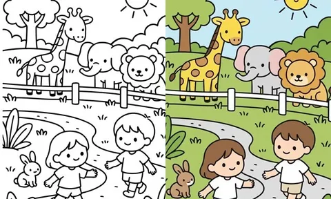 Những bức tranh tô màu bé và thú cưng, giúp trẻ học cách yêu thương, chăm sóc và bảo vệ động vật