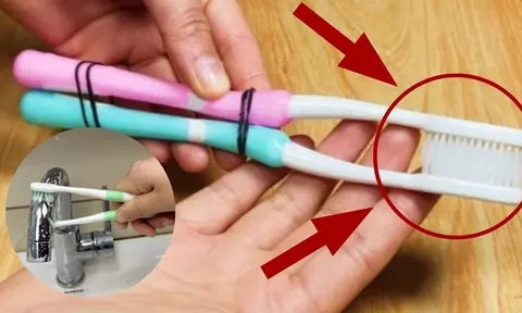 Buộc 2 chiếc bàn chải với nhau, đơn giản mà lợi cả nhà