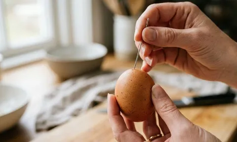 Tại sao nên dùng kim chọc một lỗ trên vỏ trứng rồi mới đem luộc?