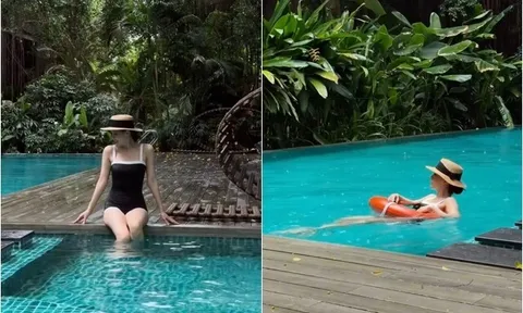 Vợ Tổng Giám đốc tập đoàn nghìn tỷ vui đùa bên bể bơi, sinh 2 con dáng vẫn đẹp nuột nà