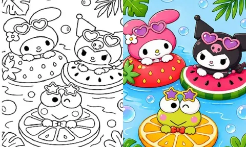 Tranh tô màu Sanrio vui nhộn, giúp bé rời màn hình điện thoại và say mê sáng tạo