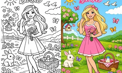 Tranh tô màu búp bê Barbie cho bé thỏa sức phối màu váy áo, phụ kiện và sáng tạo theo trí tưởng tượng