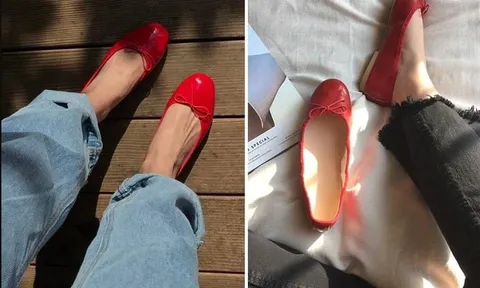 Giày búp bê đỏ trở thành xu hướng nổi bật của mùa hè