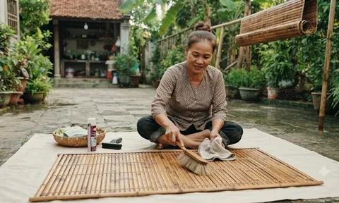 Cách làm sạch chiếu trúc "nhàn tênh", không cần dùng nước